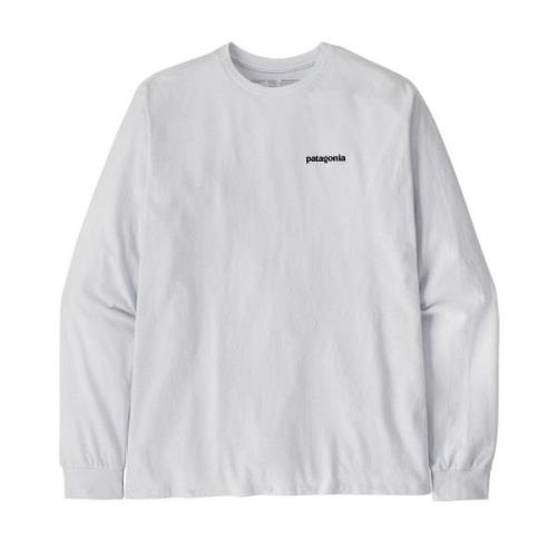 Patagonia Men's Longsleeve P-6 Logo Responsibili-Tee White