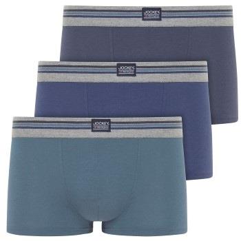 Jockey Kalsonger 3P Cotton Stretch Short Trunk Blå bomull Small Herr