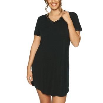 Lady Avenue Bamboo Nightdress SS Svart Bambu Small Dam