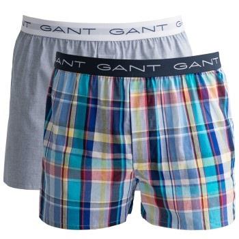 Gant Kalsonger 2P Cotton With Fly Boxer Shorts Ljusblå Rutig bomull Me...