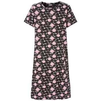 Trofe Bold Dots Shortsleeve Nightdress Svart mönstrad Small Dam