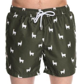 Panos Emporio Badbyxor Classic Llama Swim Shorts Mörkgrön polyester La...