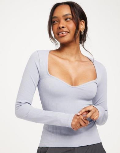 Nelly - Blå - Sweetheart Ls Rib Top