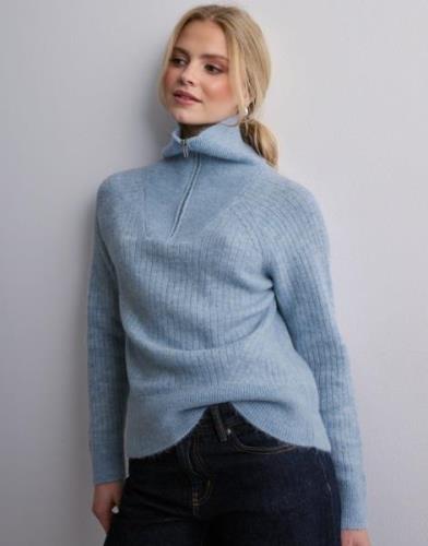 Selected Femme - Blå - Slflulu Mika Half Zip Ls Knit