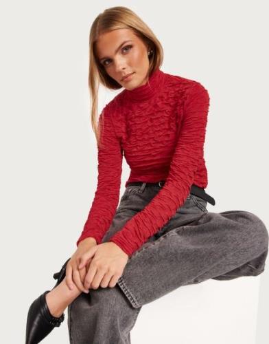 Selected Femme - Röd - Slfnancy Ls Roll Neck Top