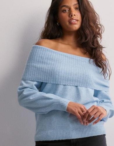 Only - Blå - Onljeanett Life L/S Off Shoulder Cc