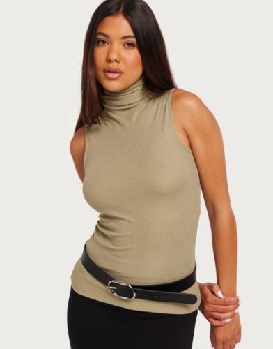 Nelly - Grön - Soft Sleeveless Turtleneck Top