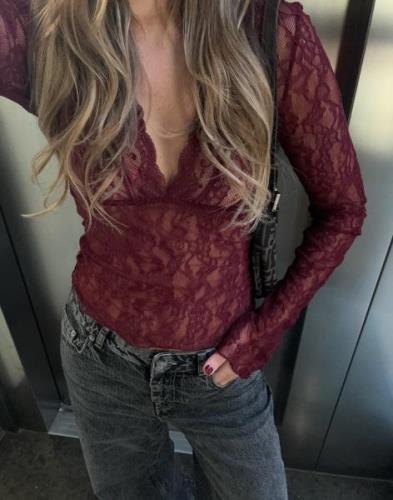 Nelly - Röd - Gorgeous Lace LS Top