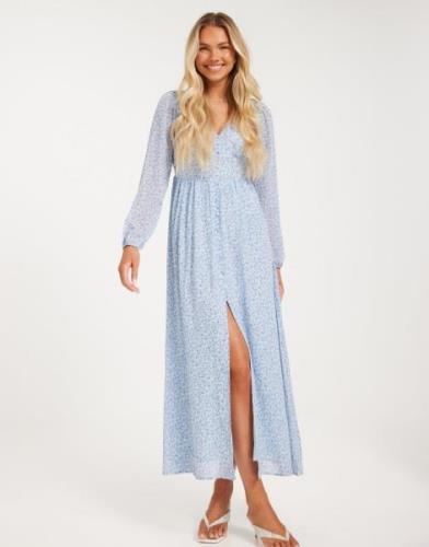 Only - Blå - Onlamanda L/S Long Dress Cs Ptm