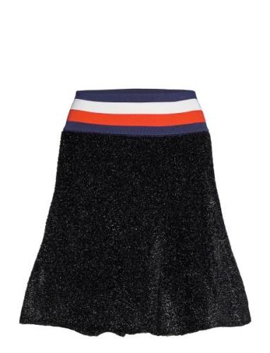 Lurex Flare Skirt Kort Kjol Black Tommy Hilfiger
