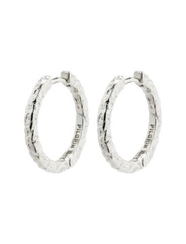 Pilgrim Elanor Rustic Texture Hoop Earrings Silver