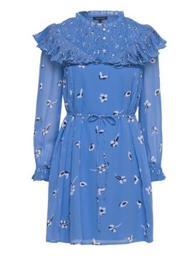Bhelle Crepe Pleat Pan Dress Kort Klänning Blue French Connection