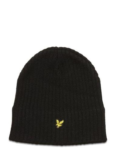 Lyle & Scott Knitted Ribbed Beanie Svart