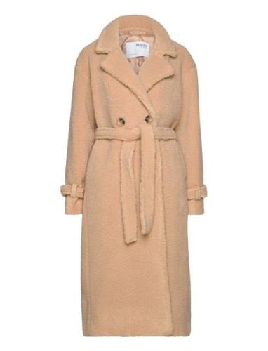 Slfbetty Teddy Coat B Outerwear Coats Winter Coats Beige Selected Femm...