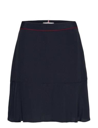 Vis Crepe Solid Short Skirt Kort Kjol Navy Tommy Hilfiger