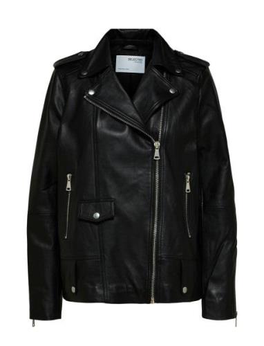 Slfmadison Leather Jacket B Noos Läderjacka Skinnjacka Black Selected ...