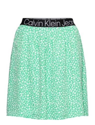 Logo Elastic Mini Skirt Kort Kjol Green Calvin Klein Jeans