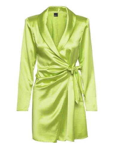 Satin Wrap Blazer Dress Kort Klänning Green Gina Tricot
