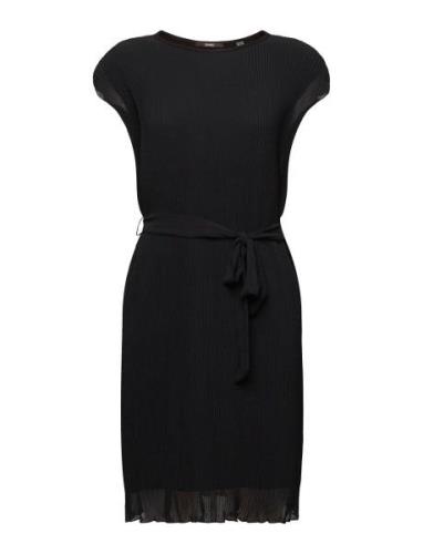 Sleeveless Mini Dress With Plissé Pleats Kort Klänning Black Esprit Co...