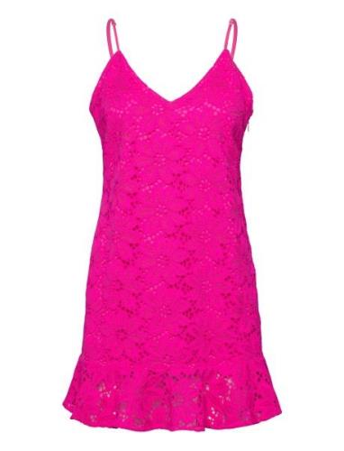 Lace Flounce Slip Dress Kort Klänning Pink ROTATE Birger Christensen