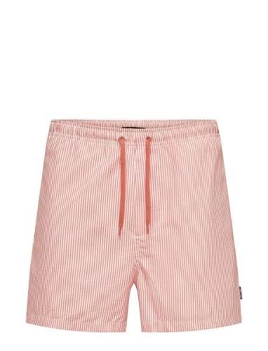 Onsted Stripe Seersucker Swim Noos Badshorts Red ONLY & SONS