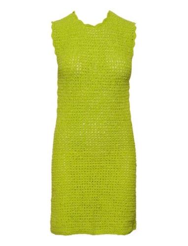 Velvet Crochet Kort Klänning Green Ganni
