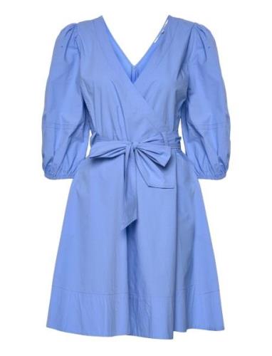 Ricamo Wrap Dress Kort Klänning Blue Second Female