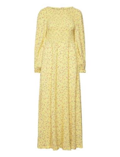 Light Jacquard Maxi Dress Maxiklänning Festklänning Yellow ROTATE Birg...