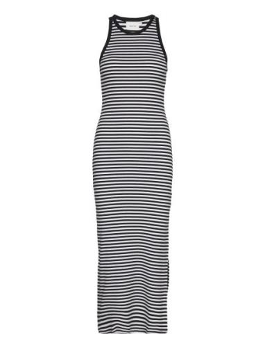 Drewgz Striped Sl Long Dress Maxiklänning Festklänning Black Gestuz