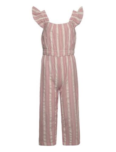 Striped Cotton Jumpsuit Jumpsuit Pink Mango