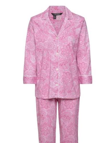 Lrl Heritage 3/4 Sl Classic Notch Pj Set Pyjamas Pink Lauren Ralph Lau...
