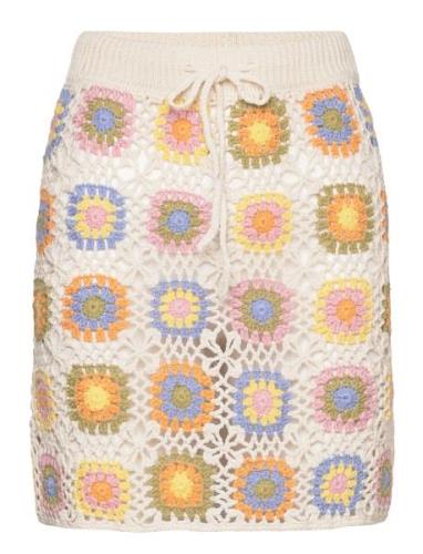 Crochet Mini Skirt Kort Kjol Beige Mango