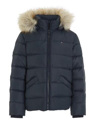 Tommy Hilfiger Essential Down Fur Hood Jacket Marinblå