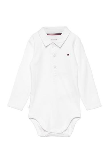 Baby Rib Collar Body L/S Bodies Long-sleeved White Tommy Hilfiger