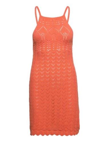 Halter-Neck Knitted Dress Kort Klänning Orange Mango
