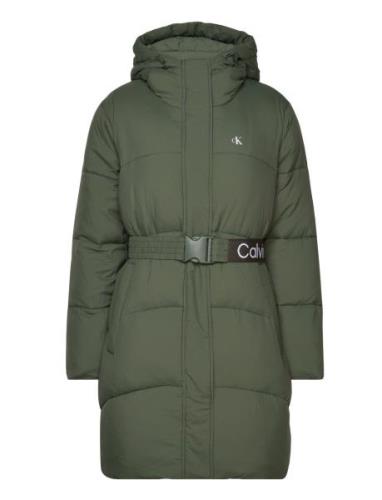 Calvin Klein Jeans Logo Belt Long Puffer Grön