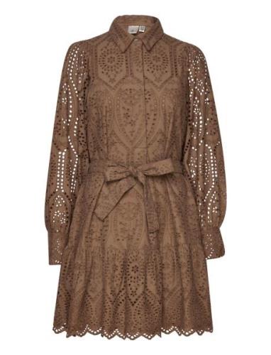 Yasholi Ls Belt Dress S. Noos Kort Klänning Brown YAS