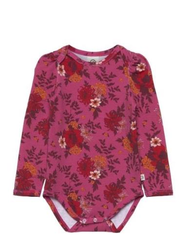 Bloomy L/S Body Bodies Long-sleeved Pink Müsli By Green Cotton