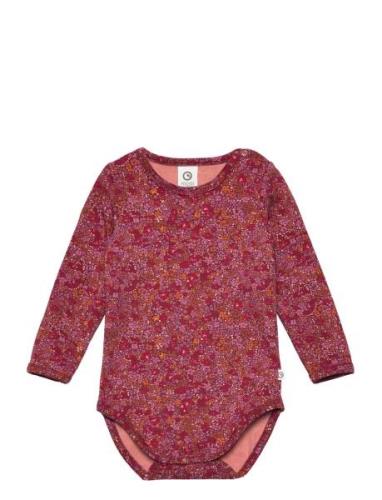 Petit Blossom L/S Body Bodies Long-sleeved Red Müsli By Green Cotton