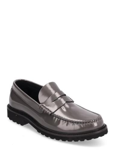 Penny Loafer - Grey Polido Leather Loafers Låga Skor Grey Garment Proj...