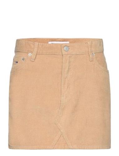 Tjw Cord Mini Skirt Kort Kjol Beige Tommy Jeans