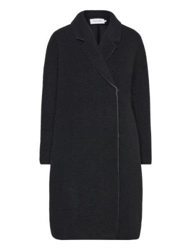Bonded Wool Cocoon Coat Outerwear Coats Winter Coats Black Calvin Klei...