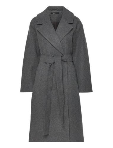 Gina Tricot Long Belted Coat Grå