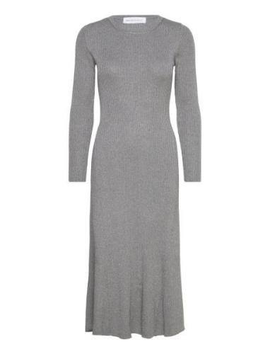 Slflura Lurex Ls Knit Dress Maxiklänning Festklänning Grey Selected Fe...