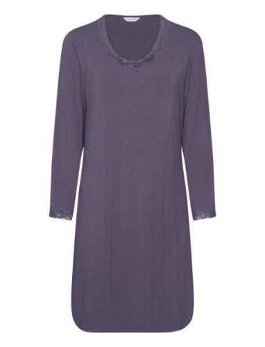 Bamboo Long Sleeve Nightdress With Nattlinne Purple Lady Avenue