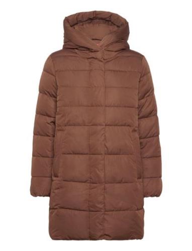 Women Coats Woven Regular Fodrad Rock Brown Esprit Collection