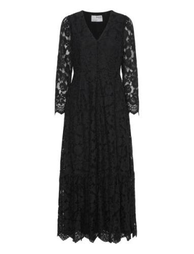 Slftara Ls Ankle Lace Dress B Maxiklänning Festklänning Black Selected...