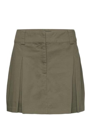 Pleated Mini-Skirt Kort Kjol Khaki Green Mango