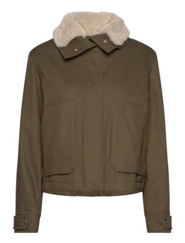 Parka With Detachable Fur-Effect Collar Outerwear Parka Coats Green Ma...