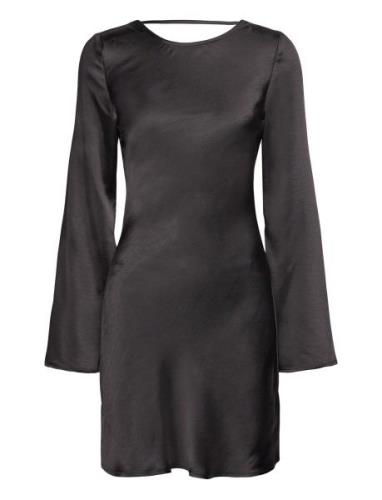 Satin Mini Dress Kort Klänning Black Gina Tricot